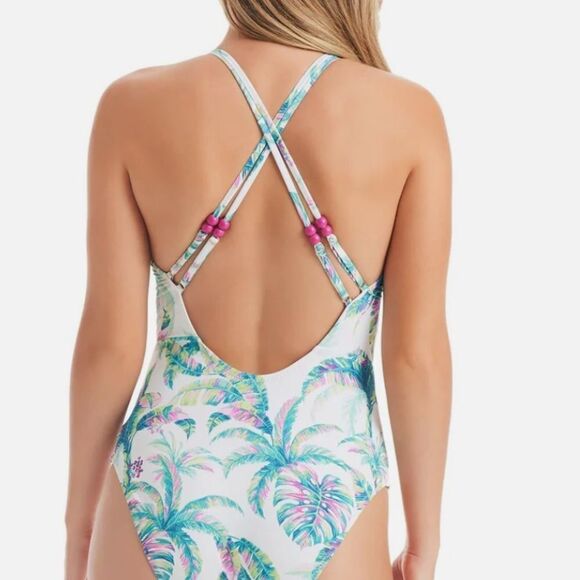 JESSICA SIMPSON Womens Printed Cut-Out One-Piece Swimsuit S swimwear - Picture 8 of 14